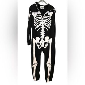 Tipsy Elves Men's Skeleton Costume Full Zip Hooded S Mesh Eyes and Gloves